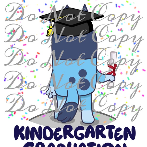 Kindergarten Graduation Blue Dog Black Cap PNG || Digital Download