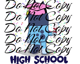 Blue Dog High School Graduation Pink Cap PNG || Digital Download