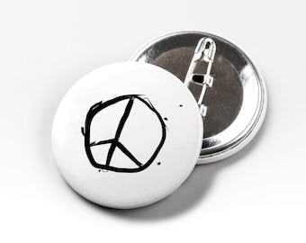 Peace Button | Peace Symbol Pin with Safety Pin | No War Demo / Anti War Demo Badge