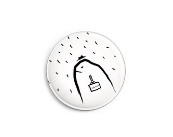 Montag Morgen Button | Gezeichneter Regen Pin mit Sicherheitsnadel | Mini Geschenk für frustrierte Angestellte :)