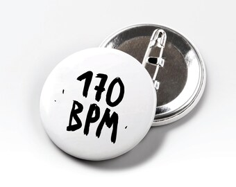 170 BPM button | Drawn Music Producer Pin | Mini Gift for DnB, Jungle, Goa, Tech & Electronic Music Fans, DJS, Music Festival