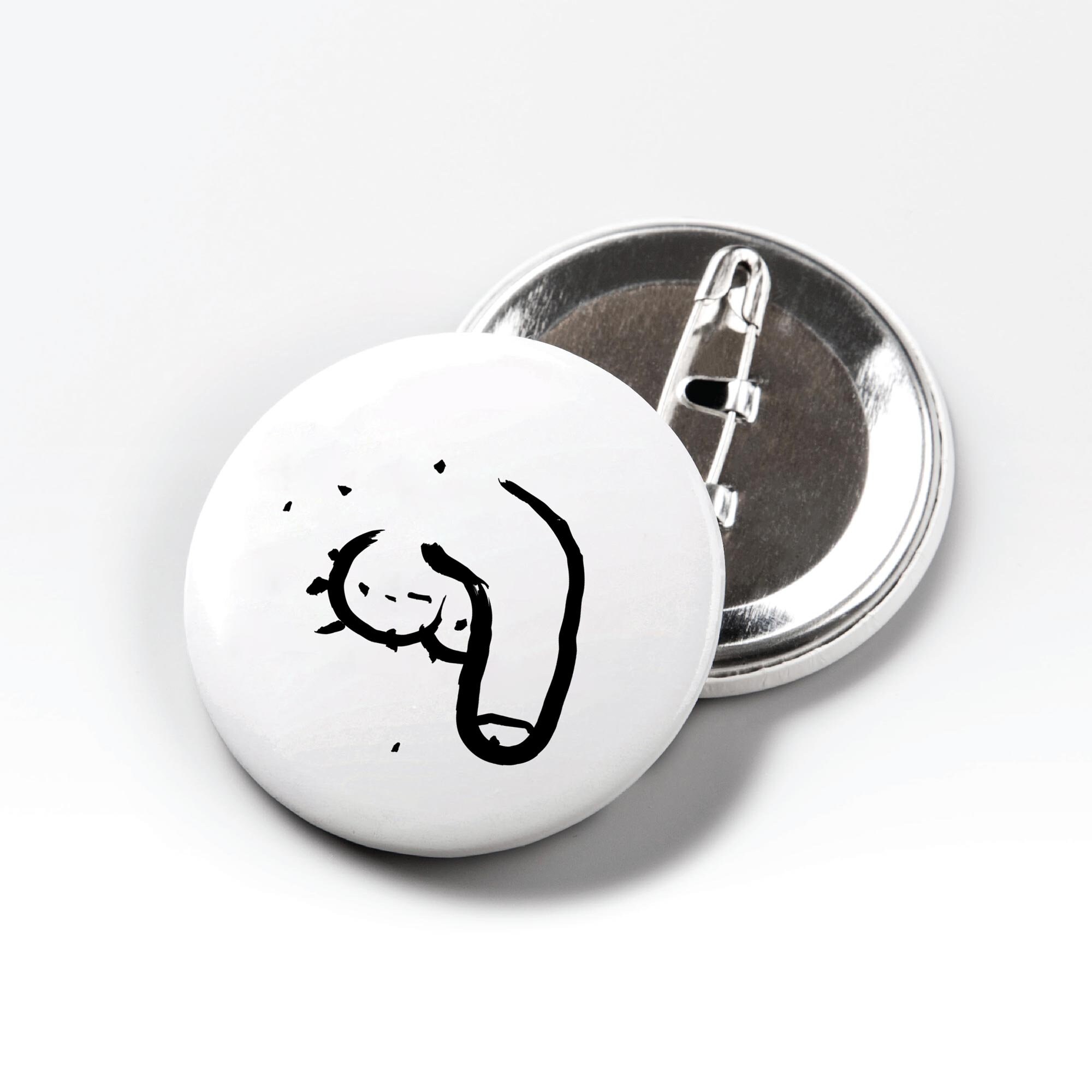 Huge Cock With Big Testicles Button Funny, Drawn Penis Pin to Attach Funny Mini Gift LBQT Queer ...