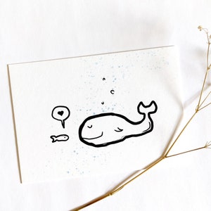 Carte postale bébé baleine pour les (futures) mères et sages-femmes | Carte avec illustration en Street Art | cadeau de naissance | 100% Coton