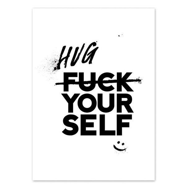 Hug Your Self Postkarte | Karte mit Motivationsspruch | Selbstliebe und Depression  | Hochwertige, matte Grußkarte aus Baumwolle | Selfcare