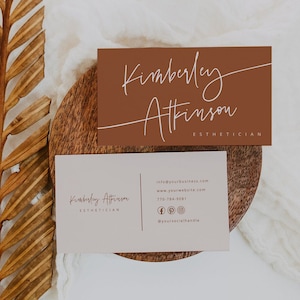 Visitenkarten Vorlage, Terracotta Visitenkarten druckbar, Editierbare Vorlage, Minimal Business Card Design Vorlage, Moderne Visitenkarte