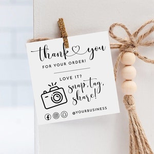 Ordina biglietto di ringraziamento, modello di tag Snap e Condividi, scheda di social media modificabile, scheda di inserimento dell'ordine, condivisione di tag snap, carta Instagram