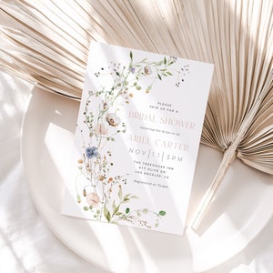 Wildflower Bridal Shower Invitation Template, Floral Spring Bridal Shower, Wildflowers Shower Invite, Bridal Brunch Invite, Elegant Shower