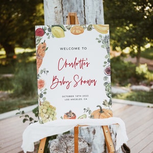 Locally Grown Baby Shower Welcome Sign, Farmer&#39;s Market Welcome Template, Editable Template, Fruit and Veg Baby Shower Welcome, Sprinkle