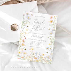 Bride to Bee Bridal Shower Invitation Template, Bee Floral Bridal Shower, Bee Bridal Shower Invite, Editable  Template, Wildflower Bee