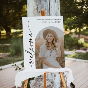 Arch Graduation Welcome Sign, 2024 Graduation Party Welcome Poster, Photo Graduation Welcome, Graduation Welcome Board, Canva Template
