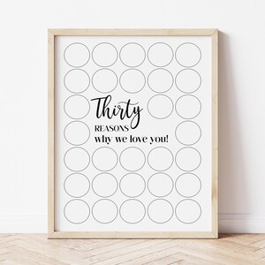 30 Reasons Why We Love You Template, Mens 30th Birthday Sign, 30th Birthday Signature Board, Modern 30 Reasons We Love You Sign In Board