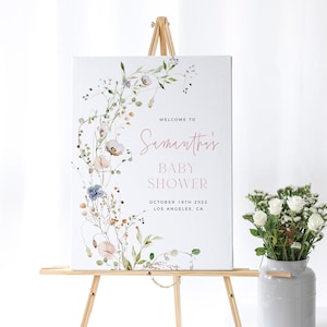 Wildflower Baby Shower Welcome Template, Floral Spring Welcome Sign, Girl Shower Welcome Poster, Editable Template, Wildflowers Welcome Sign