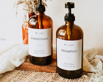 Shampoo Fles Label Sjabloon, Bewerkbare Shampoo Labels, Conditioner, Hand Lotion, Moderne Labels Afdrukbaar, DIY Home Labels, Zeep Labels