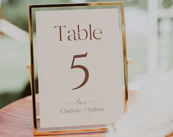 Blush Pink Table Numbers Template, Modern Table Numbers, Minimalist Table Numbers, Editable Template, Simple Wedding Table Number, IVY