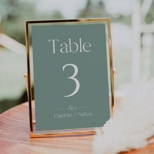 Sage Green Table Numbers Template, Modern Table Numbers, Minimalist Table Numbers, Editable Template, Simple Wedding Table Number, STELLA
