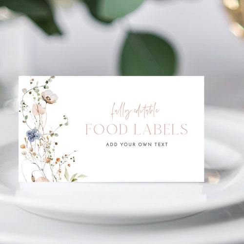 Wildflower Food Labels Template Bridal Shower Food Labels Etsy