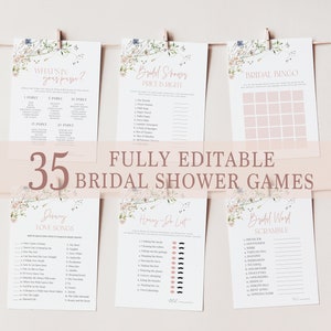 Wildflower Bridal Shower Games Bundle, Editable Bridal Shower Games Template, Floral Shower Games, Wildflower Shower Games Printable
