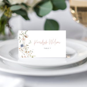Wildflower Wedding Place Cards Template, Editable Blush Place Card, Spring Place Cards, Wildflower Place Cards, Garden Wedding Place Cards