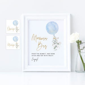 Baby Boy Momosa Bar Sign, Blue Balloon Baby Shower Mimosa Bar Sign, Balloon Mimosa Bar Sign, Mimosa Juice Tags, Boy Baby Shower