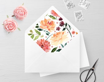 Printable Envelope Liner Template Fall Envelope Liner Floral Wedding DIY Envelope Liner Wedding Printable Rustic Envelope Liner