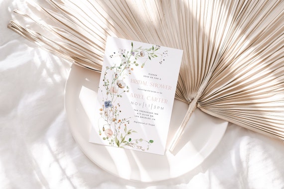 Wildflower Bridal Shower Invitation Template Floral Spring