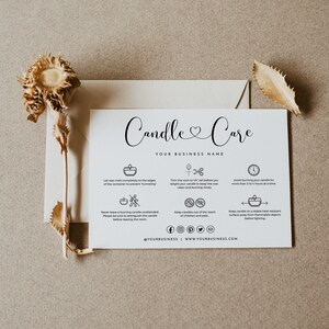 Minimal Candle Card Template, Modern Candle Care, Printable Candle Instructions, Candle Care Guide, Candle Safety Card, Candle Insert Card