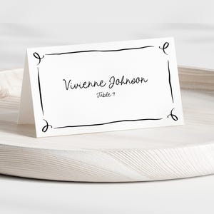 Hand Drawn Floral Wedding Place Cards Template, Whimsical Place Card, Elegant Place Cards, Editable Template, Fun Quirky Place Cards