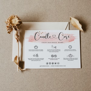 Minimal Candle Card Template, Modern Candle Care, Printable Candle Instructions, Candle Care Guide, Candle Safety Card, Candle Insert Card