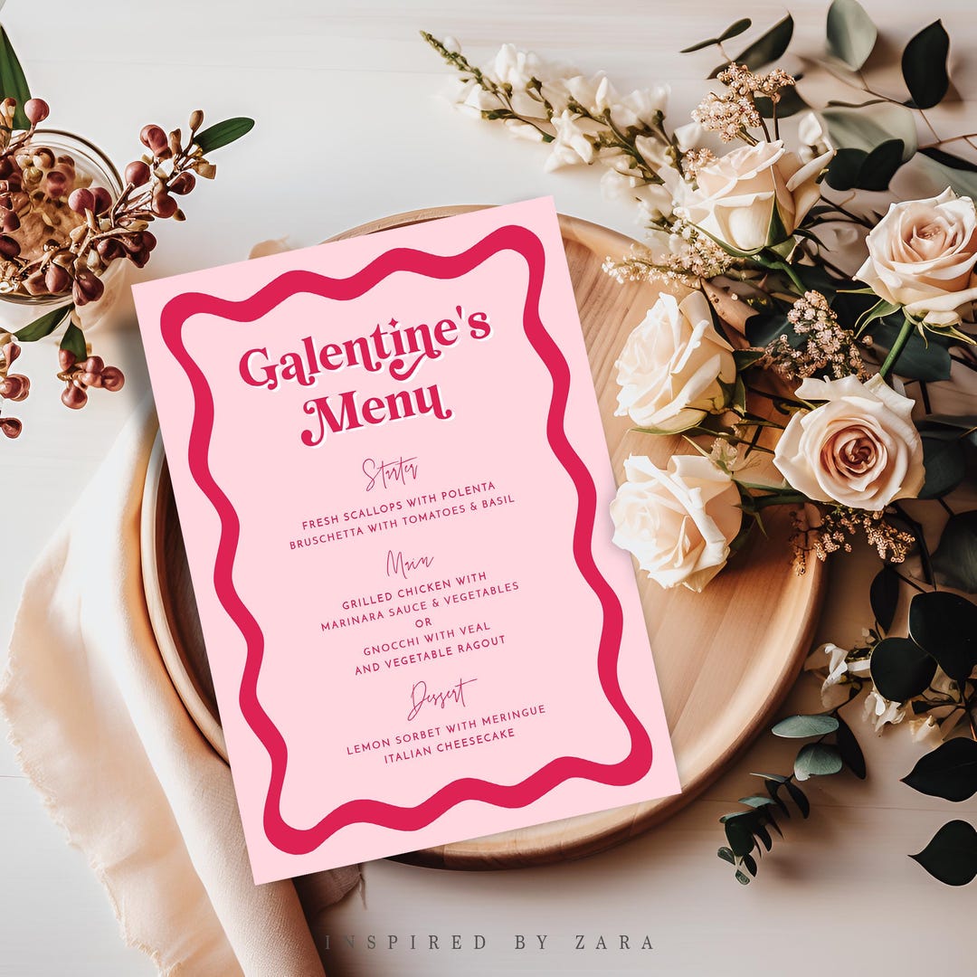 Galentines Menu Template, Galentines Day Menu Template, Editable ...