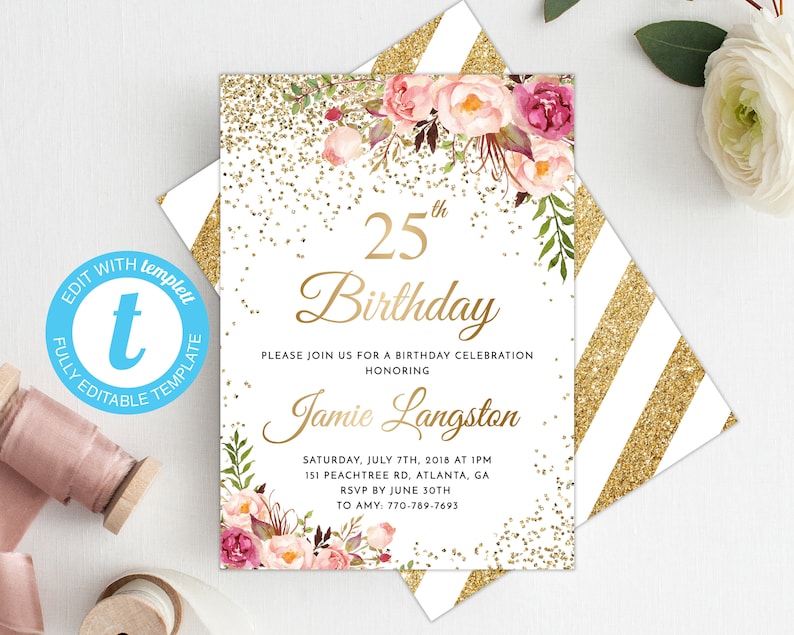 25th birthday invitation women