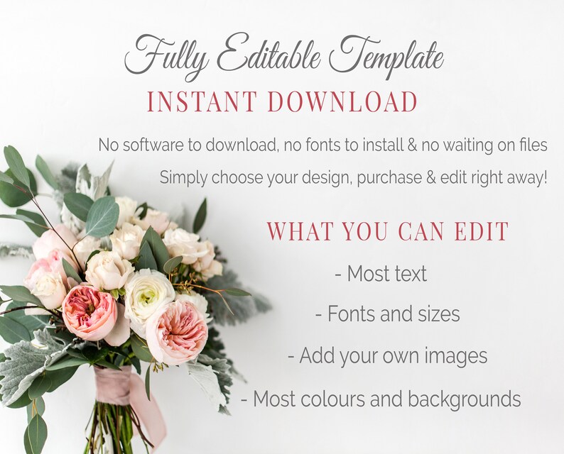 Calligraphy Wedding Invitation Suite Editable Template Modern Wedding Editable Invitation Elegant Wedding Invite Minimalist Invitation 310