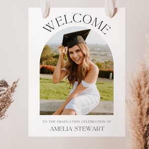 Arch Graduation Welcome Sign, 2024 Graduation Party Welcome Poster, Photo Graduation Welcome, Graduation Welcome Board, Canva Template
