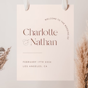 Blush Pink Wedding Welcome Sign Template, Modern Welcome Sign, Minimalist Welcome Sign Printable, Reception Welcome Sign, IVY