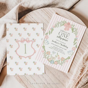 One Silly Goose Birthday Invitation Template, Silly Goose 1st Birthday Invite, Pink Floral Silly Goose Invitation, Canva Template