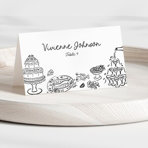 Hand Drawn Floral Wedding Place Cards Template, Whimsical Place Card, Elegant Place Cards, Editable Template, Fun Quirky Place Cards