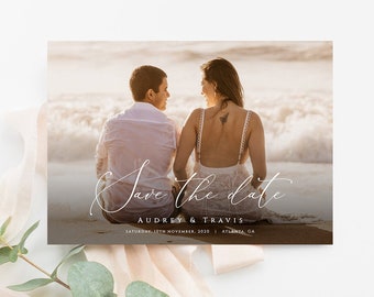 Save The Date Photo Template, Wedding Save The Date, Editable Template, Photo Save The Date Printable, Wedding Announcement Card