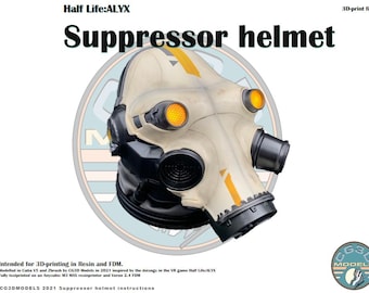 Half life:Alyx Combine Suppressor 3D-print files. Including template for textile part.