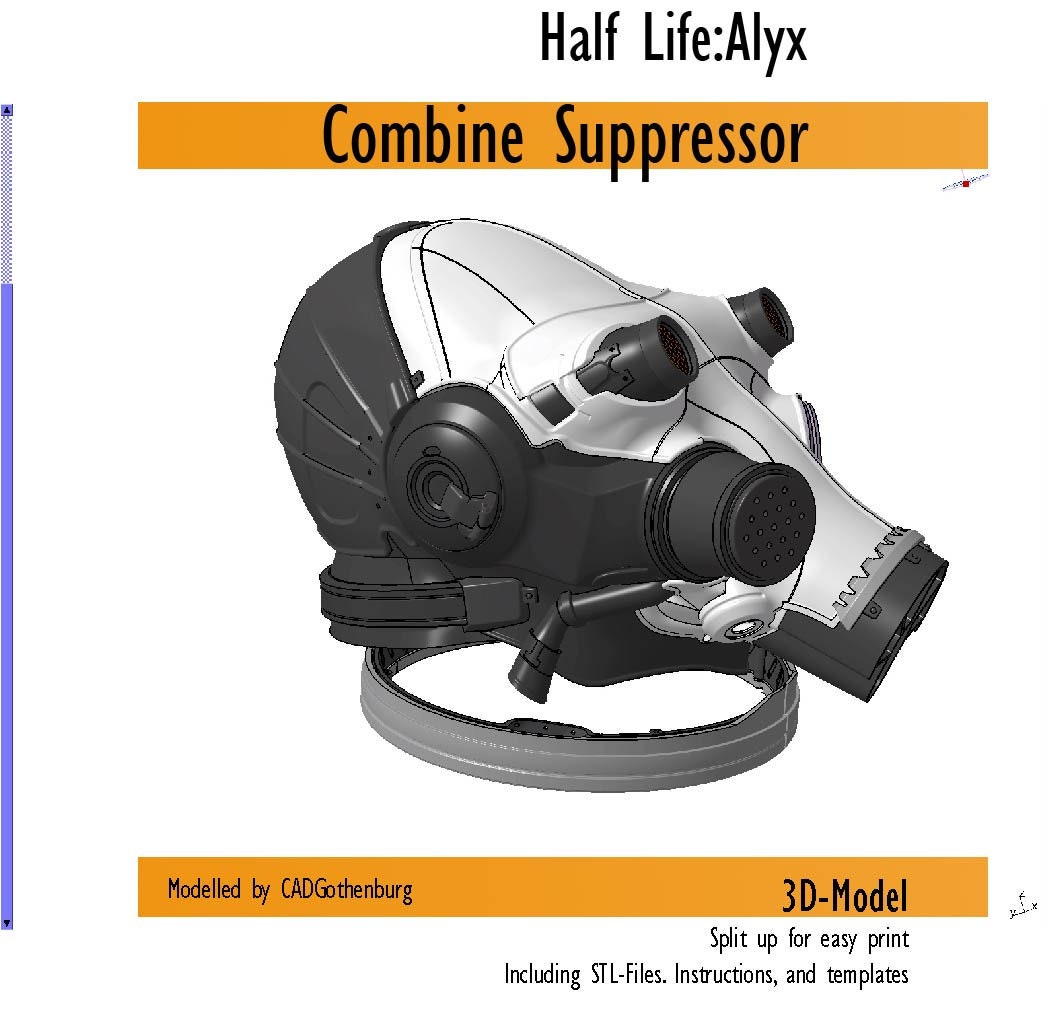 Half life:Alyx Combine Suppressor 3D-print files. Including template for textile part.