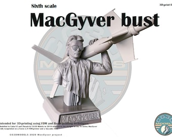 Sixth scale Macgyver bust - Set of 9 stl-files for 3d printing