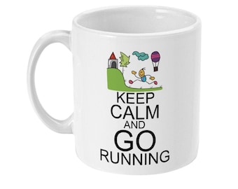 Running Gift, Running Mug, Keep Calm And Go Running, Runner Gifts for Him, Her, Men, Women, Runners Coffee Mug