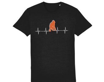 T-shirt orang-oetan Heartbeat, uniseks T-shirt van biologisch katoen