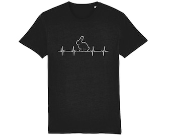Rabbit Heartbeat Organic Cotton T-Shirt, Bunny Lover Gift