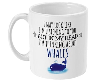 Thinking About Whales Glossy Ceramic Mug, Whale Lover Gift