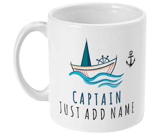 Gepersonaliseerde mok kapitein, nautisch cadeau voor watersporters
