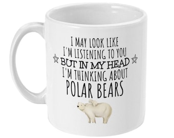 Taza divertida de oso polar, cerámica brillante, regalo para amantes de los animales