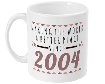 18th Birthday Mug, Making The World Better Since 2004