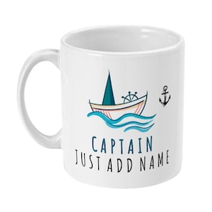 Boat Captain Mug, Personalised Boat Gift, Boating Mug for Him, Men, Husband, Nautical Gifts for Boaters, Sailors, Boat Lover, Boat Owner