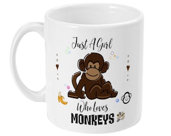 Monkey Lover Glossy Ceramic Mug, Funny Gift for Her