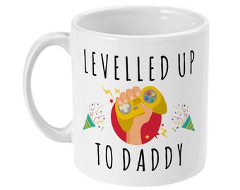 Levelled Up To DADDY Ceramic Mug, Expecting Dad Gift