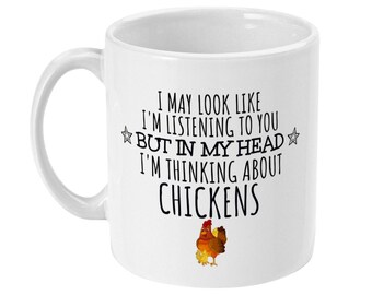 Taza "Pensando en pollos", regalo para amantes de los pollos